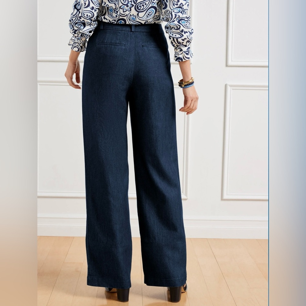 Talbots Weston Pant Soft Denim Jeans Super Wide Leg Trousers High Waist - Picture 4 of 8